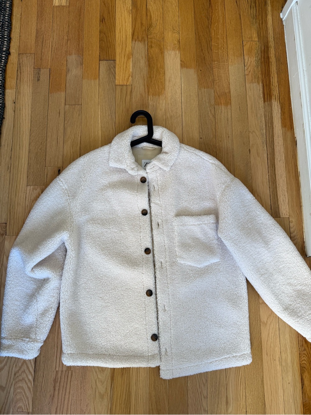 Zara Cream Teddy Sherpa Button Jacket